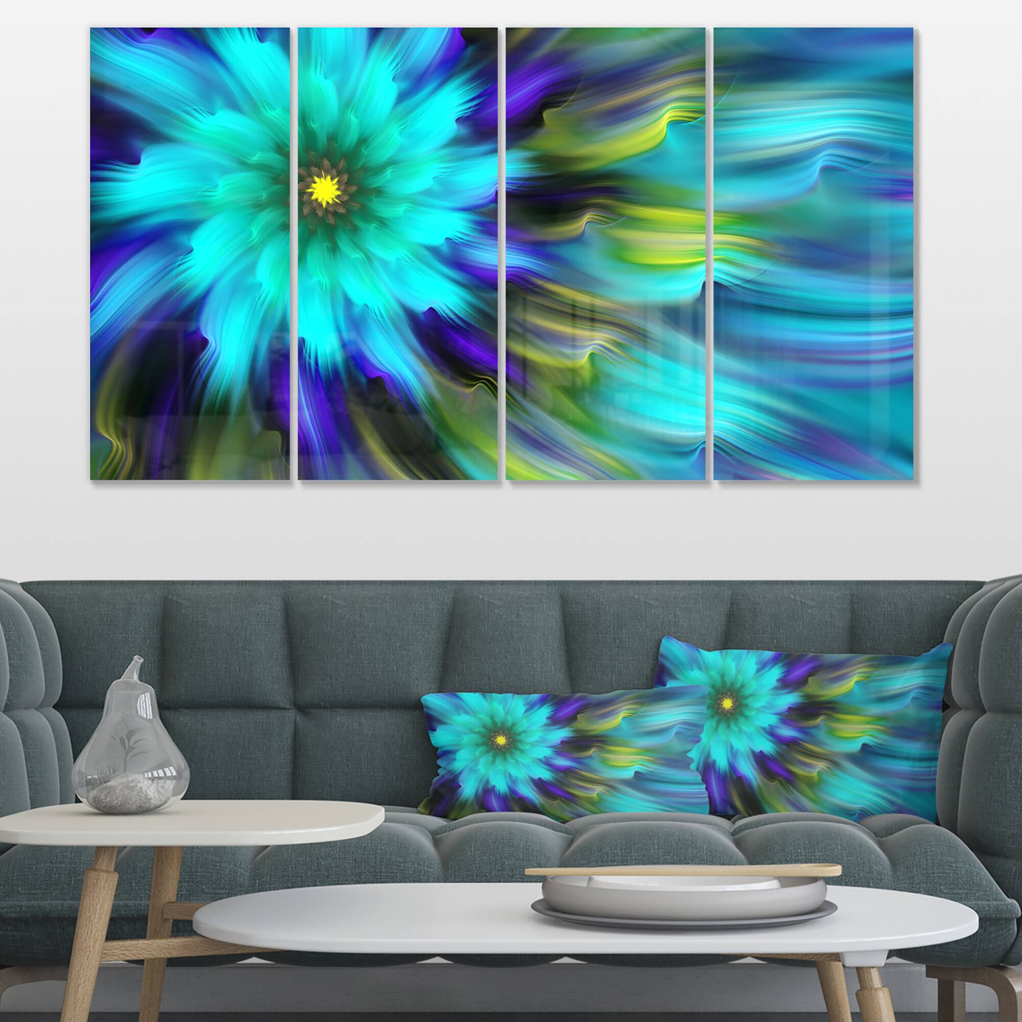 Designart - Massive Blue Green Fractal Flower